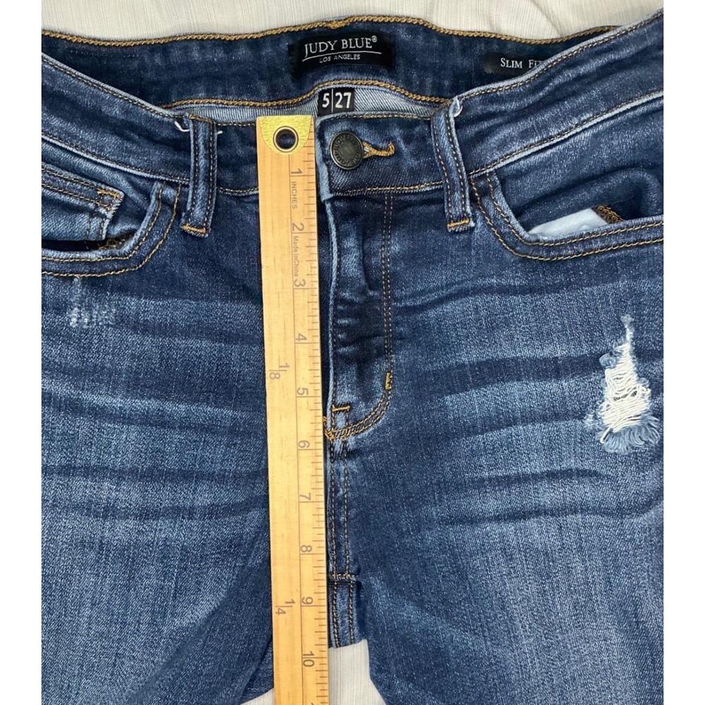 Judy‎ Blue Slim Fit Jeans Size 27 Medium Wash Distressed Stretch Denim Capsule - Picture 4 of 12